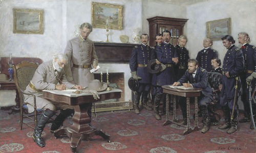robert e lee surrenders to ulysses s grant. Robert E. Lee surrenders the
