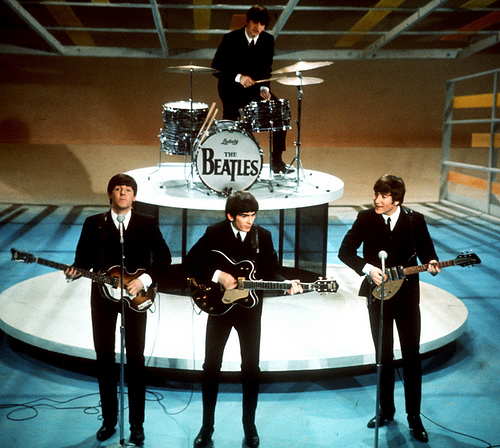 The Beatles on the Ed Sullivan Show. Uploaded to Flickr by sebastian matus.